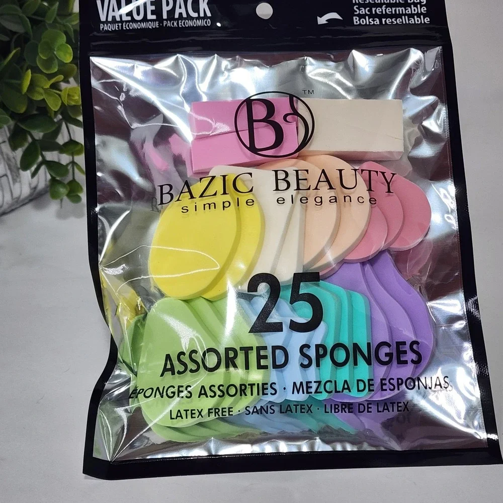 Bazic Beauty 25 Assorted Makeup Sponges Value Pack Latex Free Blender New